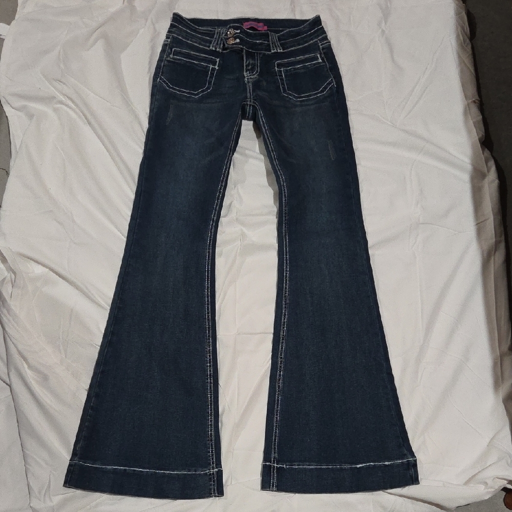 Edikted Dark Blue Flare Jeans